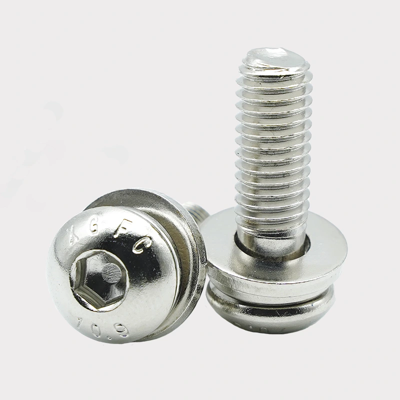 Tornillos de combinación de cabezal de botón hexadecimal de níquel