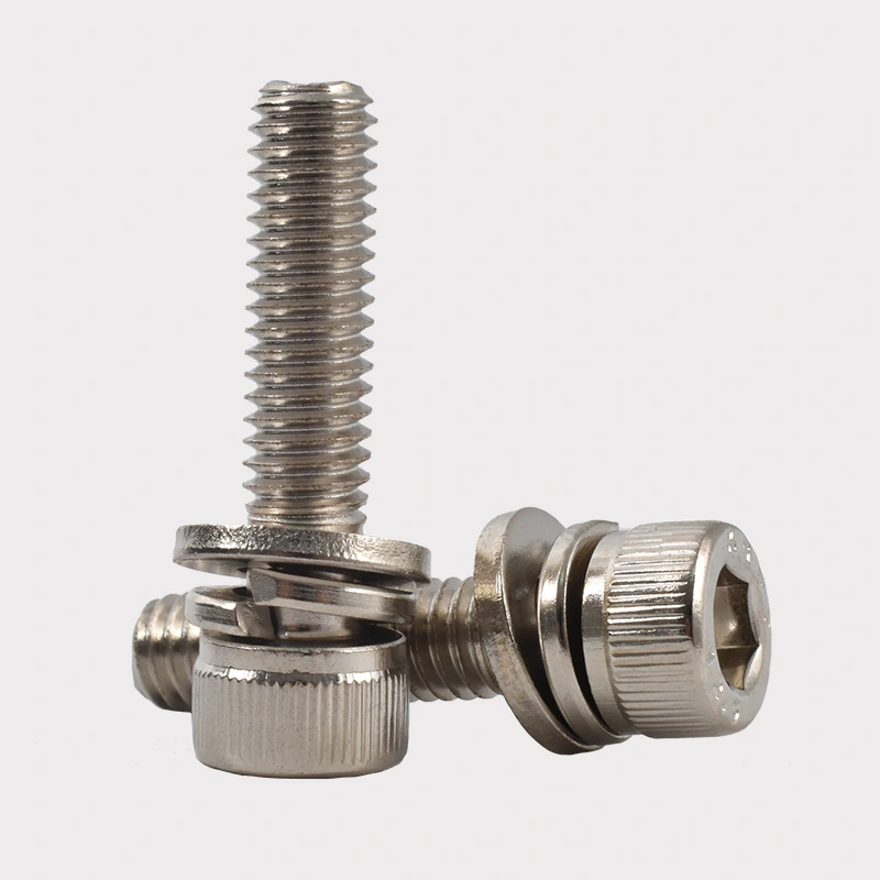 Tornillos de combinación de cabezal de tapa hexadecimal de níquel